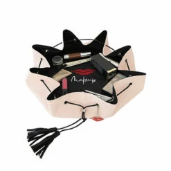 Donna May London Lay-Flat Faux Leather Drawstring Makeup Bag - Blush Pink -Care Product Store Donna May vegan blush 5 11dd96daa3fc8c5e1119bc3ea0940038