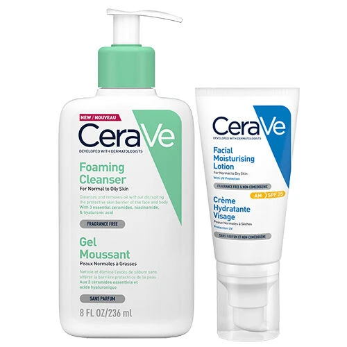 CeraVe Foaming Cleanser & AM Facial Moisturising Lotion SPF 25 Duo 3 CeraVe Foaming Cleanser & AM Facial Moisturising Lotion SPF 25 Duo